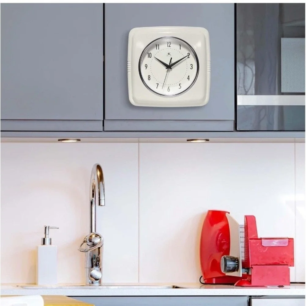 Square Silent Retro 9 inch Mid  Modern Kitchen,  Ivory